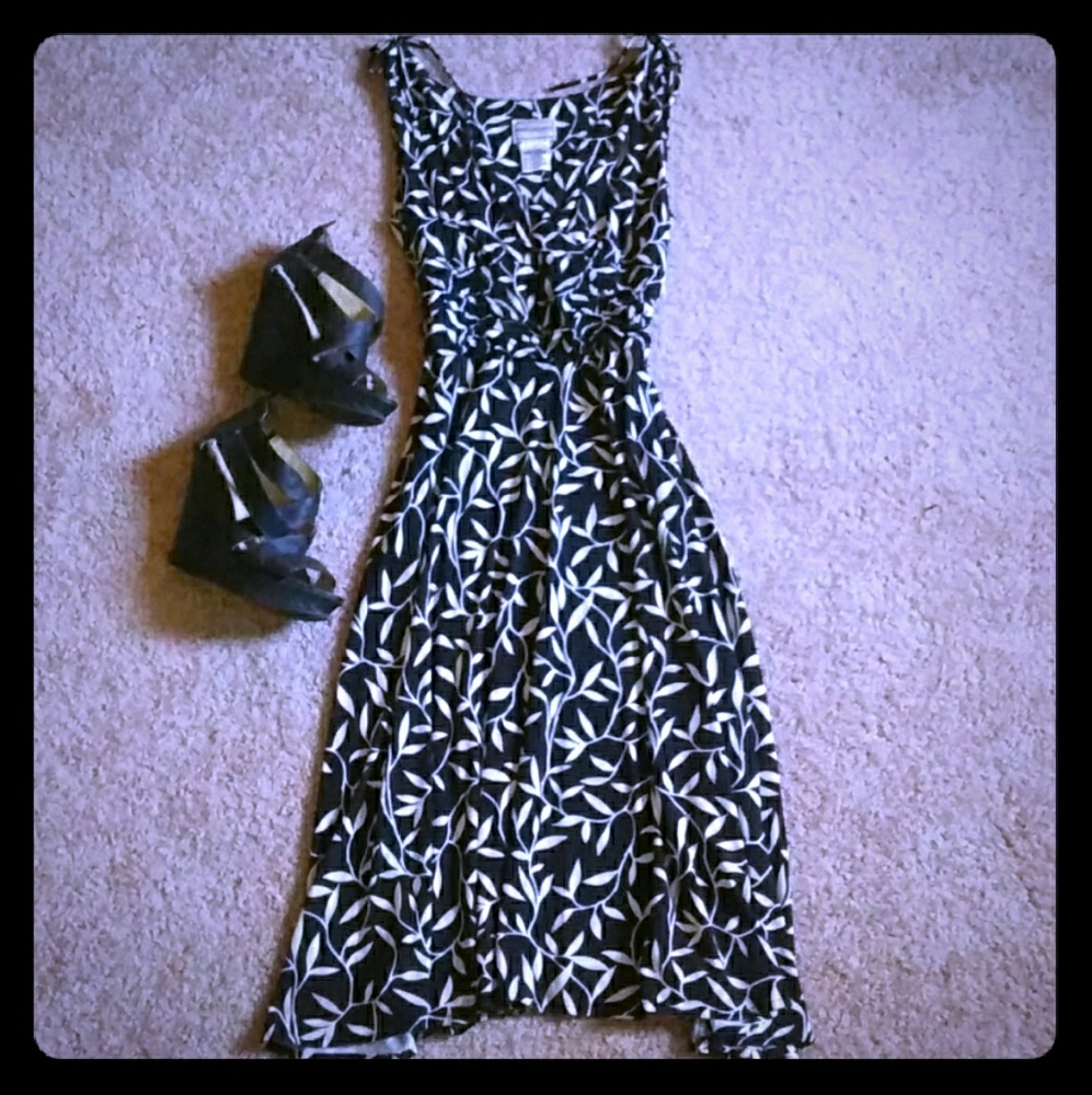 Mid length Black & White Floral Dress